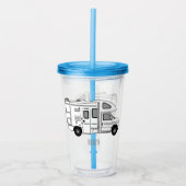 Campervan Cartoon Illustration Acryltrinkbecher (Vorderseite)