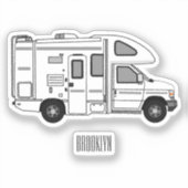 Campervan Cartoon Illustration Aufkleber (Vorderseite)