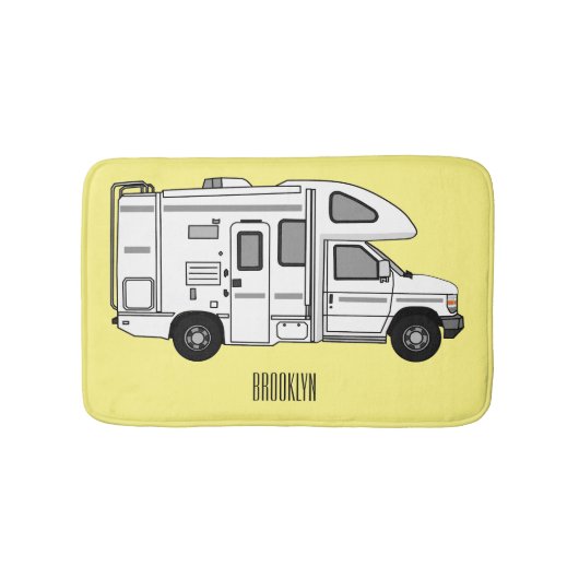 Campervan Cartoon Illustration Badematte (Vorderseite)