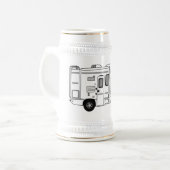 Campervan Cartoon Illustration Bierglas (Vorderseite Links)