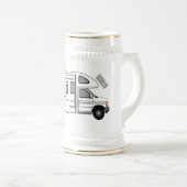 Campervan Cartoon Illustration Bierglas (VorderseiteRechts)