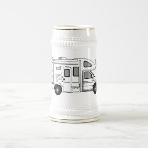Campervan Cartoon Illustration Bierglas