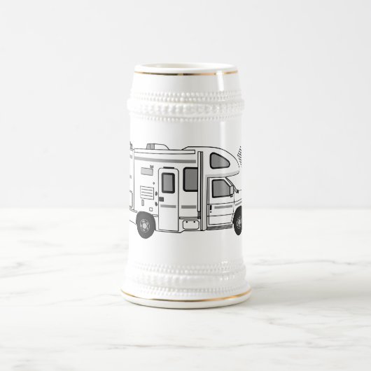 Campervan Cartoon Illustration Bierglas (Mittel)