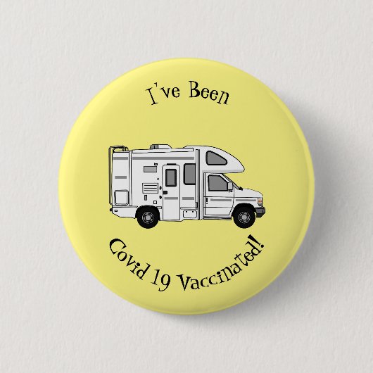 Campervan Cartoon Illustration Button (Vorderseite)