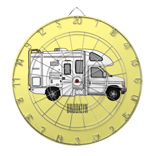 Campervan Cartoon Illustration Dartscheibe (vorne)