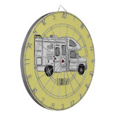 Campervan Cartoon Illustration Dartscheibe (Vorderseite Links)