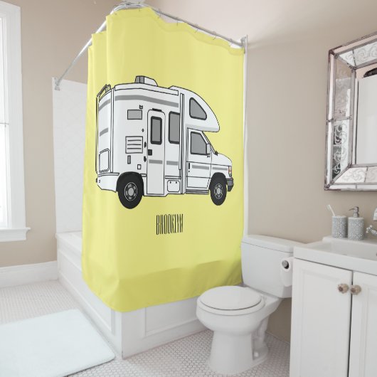 Campervan Cartoon Illustration Duschvorhang (Beispiel)