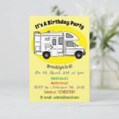 Campervan Cartoon Illustration Einladung (Stehend Vorderseite)