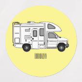 Campervan Cartoon Illustration Etiketten (Design 1)