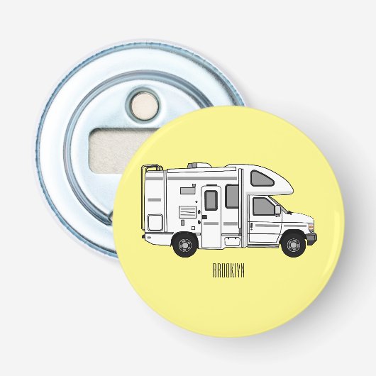 Campervan Cartoon Illustration Flaschenöffner (Vorderseite)