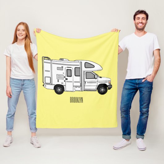 Campervan Cartoon Illustration Fleecedecke (Beispiel)