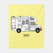 Campervan Cartoon Illustration Fleecedecke (Vorderseite)