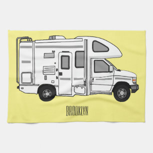 Campervan Cartoon Illustration Geschirrtuch