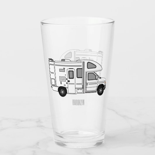 Campervan Cartoon Illustration Glas (Rückseite)