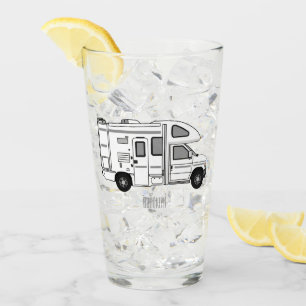 Campervan Cartoon Illustration Glas