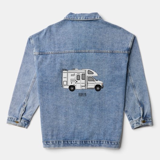 Campervan Cartoon Illustration Jeansjacke (Rückseite)