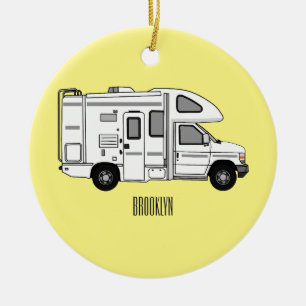 Campervan Cartoon Illustration Keramik Ornament