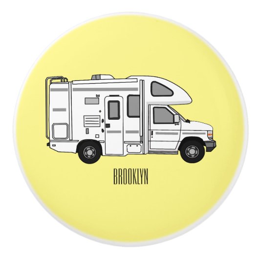 Campervan Cartoon Illustration Keramikknauf (Vorderseite)