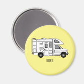 Campervan Cartoon Illustration Magnet (Vorderseite/Rückseite)
