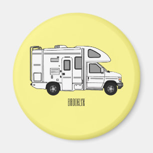 Campervan Cartoon Illustration Magnet