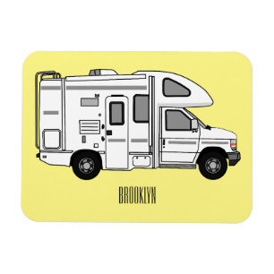 Campervan Cartoon Illustration Magnet