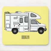 Campervan Cartoon Illustration Mousepad (Vorne)