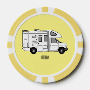 Campervan Cartoon Illustration Pokerchips