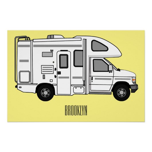 Campervan Cartoon Illustration Poster (Vorderseite)