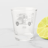 Campervan Cartoon Illustration Schnapsglas (Rückseite)