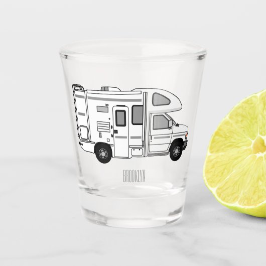 Campervan Cartoon Illustration Schnapsglas (Vorderseite)