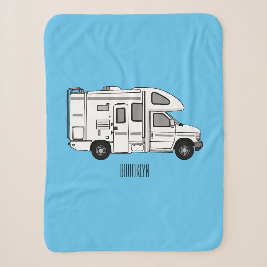 Campervan Cartoon Illustration Sherpadecke (Vorderseite)