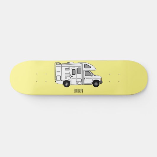 Campervan Cartoon Illustration Skateboard (Horizontal)