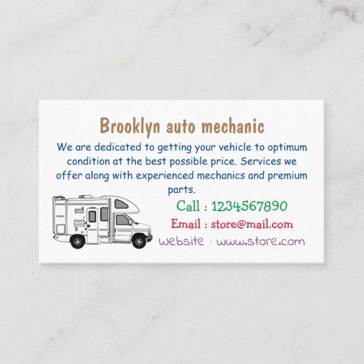 Campervan Cartoon Illustration Visitenkarte (Vorderseite)