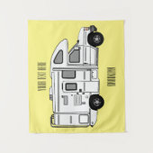 Campervan Cartoon Illustration Wandteppich (Vorderseite)