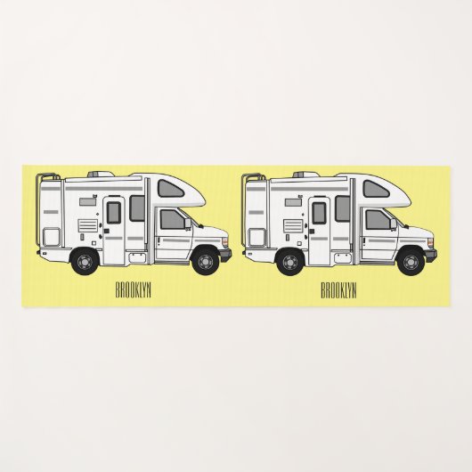 Campervan Cartoon Illustration Yogamatte (Vorderseite (Horizontal))