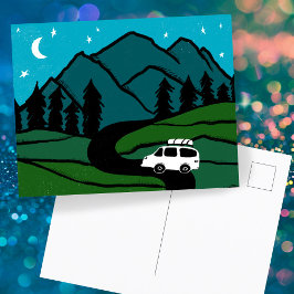Campervan Mountains Vanlife RV Moon Postkarte