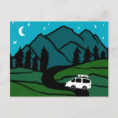 Campervan Mountains Vanlife RV Moon Postkarte (Vorderseite)