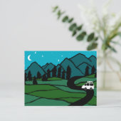 Campervan Mountains Vanlife RV Moon Stars Postkarte (Stehend Vorderseite)