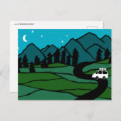 Campervan Mountains Vanlife RV Moon Stars Postkarte (Vorne/Hinten)
