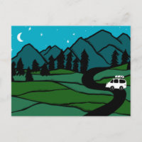 Campervan Mountains Vanlife RV Moon Stars