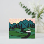 Campervan Mountains Vanlife RV Sunrise Postkarte (Stehend Vorderseite)