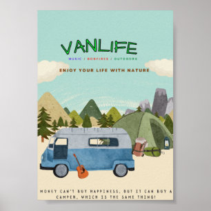 Campervanlife: Poster mit Camppervan, Zelt