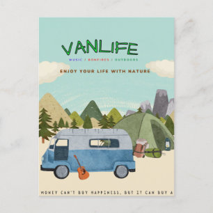 Campervanlife: Postkarte mit Retro-Campervan