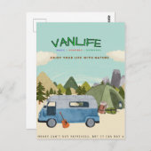 Campervanlife: Postkarte mit Retro-Campervan (Vorne/Hinten)