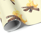 Campfeuer auf dem Gelben Camping Wandern Geschenkpapier (Rolleneckpunkt)