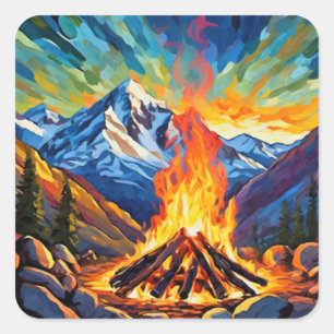 Campfeueraufkleber Quadratischer Aufkleber