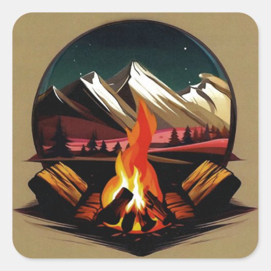 Campfeueraufkleber Quadratischer Aufkleber (Vorderseite)