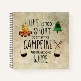 Campfire and Wine Camping Journal Notizblock