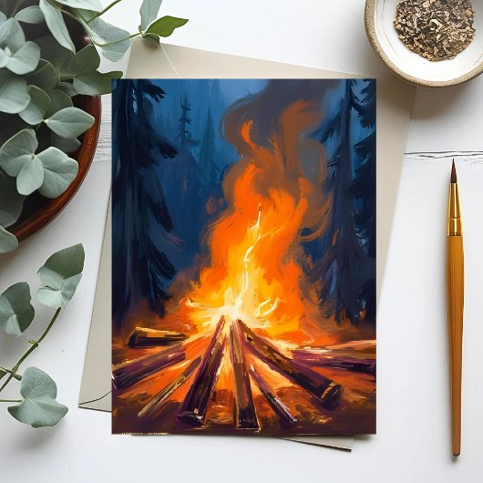 Campfire Aquarellmalerei Postkarte