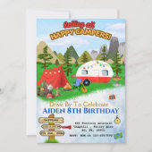CAMPFIRE BIRTHDAY BASH, CAMPING AUF BERGEN EINLADUNG (Vorderseite)